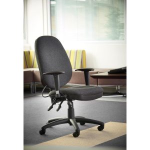 grey fabric operator chair in office roomset