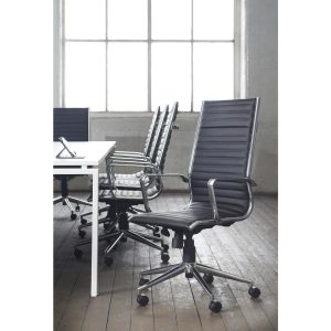 black leather high back executive office chair