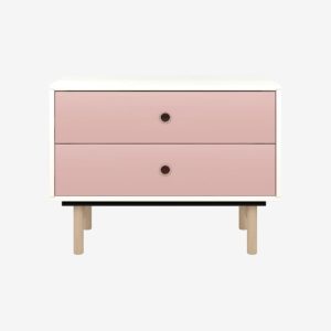 2 drawer side cabinet with pink drawers