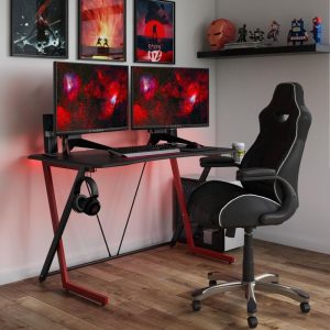 stylish gaming desk in black and red