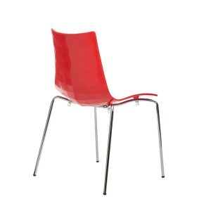 cafe chair back view red with chrome frame