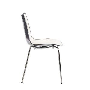 cafe chair side view with graphite and white seat and chrome frame