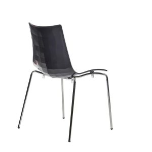 back view of graphite and white cafe seat with chrome frame