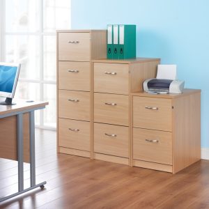 2 drawer, 3 drawer and 4 drawer office filing cabinets beech