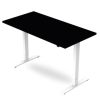 adjustable office desks with black desk top and white leg frame