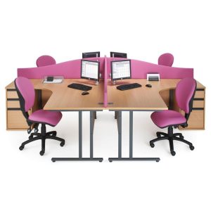 ergonomic office desks right hand and left hand with pink screens