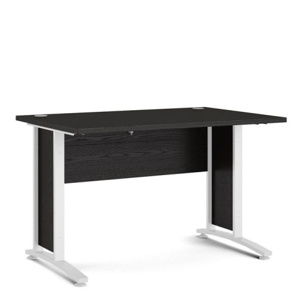 office desk with black desk top and white legs