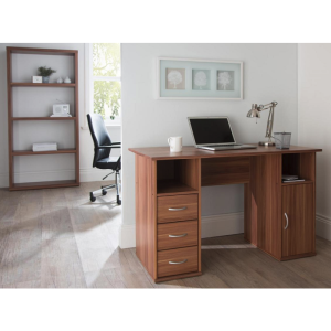 walnut computer desk. Home office desk walnut in room shot with office bookcase