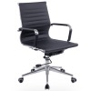 Medium back office chair in black bonded leather with chrome base
