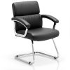 medium back black leather cantilever frame visitor chair