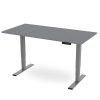height adjustable desk with grey desk top and silver legs