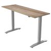 height adjustable desk with nebraska oak desk top and silver leg frame