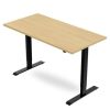 height adjustable desk with maple desk top and black leg frame