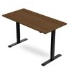 height adjustable desk with walnut desk top and black leg frame