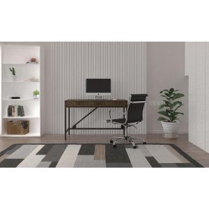 console style desk for home office in dark oak finish in room shot