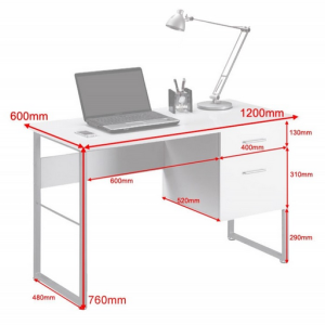 line diagram of office desk white with pedestal