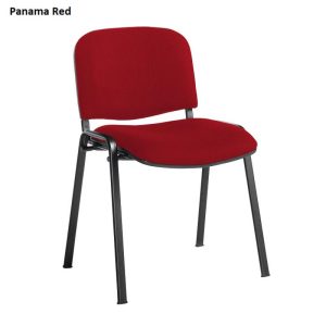 meeting chair with red fabric and black frame