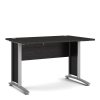 Black wood grain desk with silver legs
