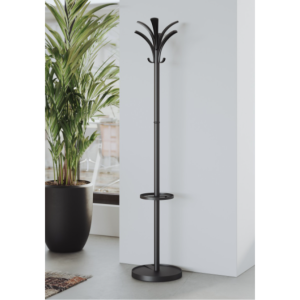 contemporary coat stand in black in room shot