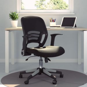 mesh back office chair in room set by contemporary home office desk