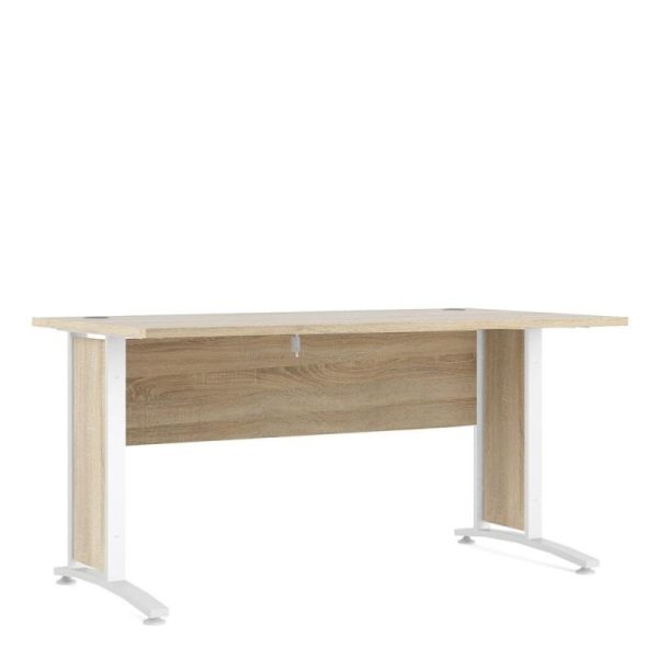 office desk with oak desk top and white leg frame